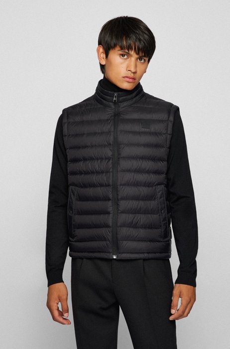 Packable down gilet with water-repellent outer, Black