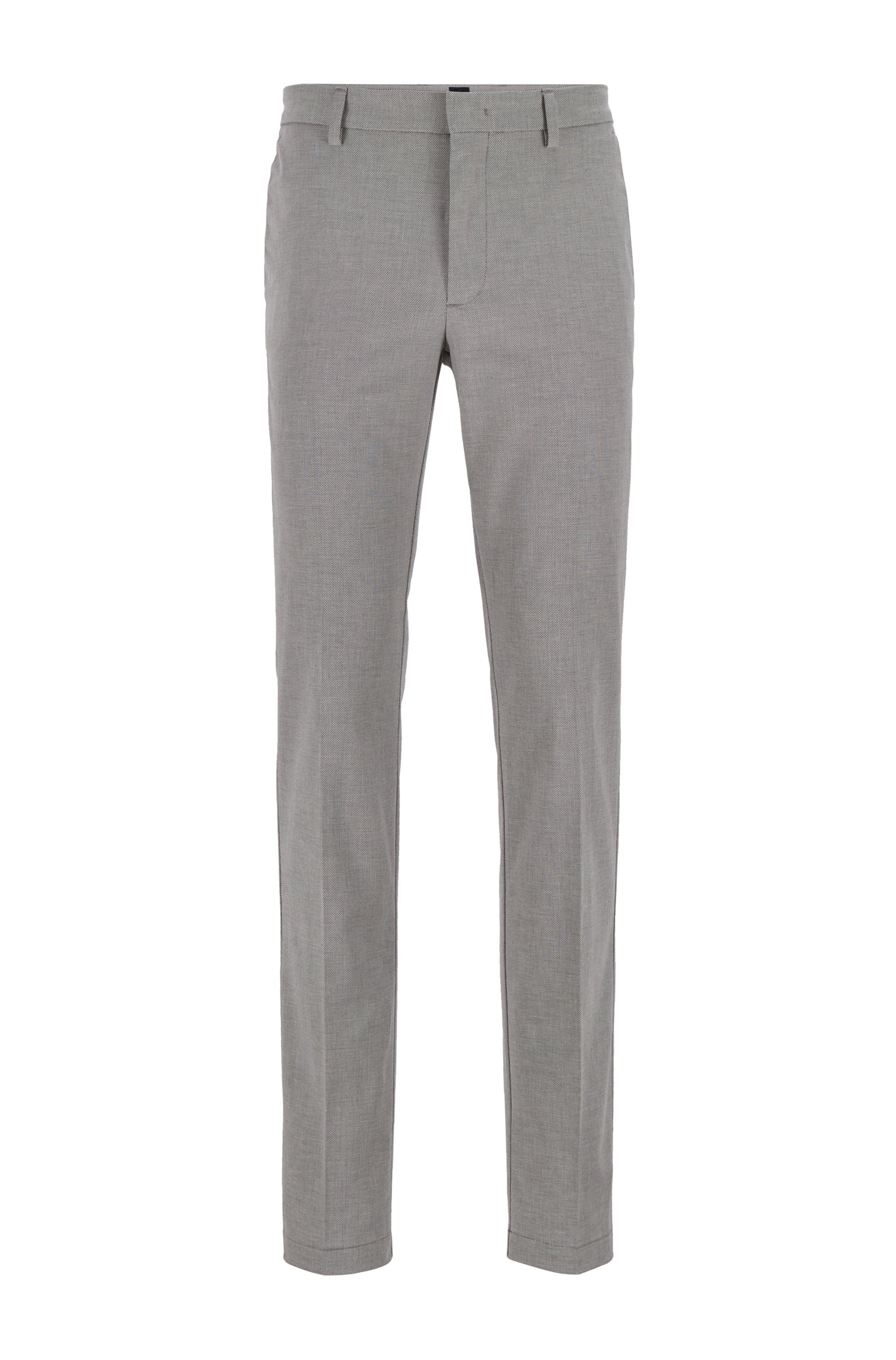 Slim-Fit Chino aus zweifarbiger Stretch-Baumwolle mit dezentem Muster, Grau