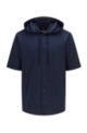Hooded regular-fit overshirt in stretch cotton, Dark Blue