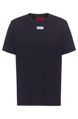 Hugo Regular Fit T Shirt In Organic Cotton With Centred Logo