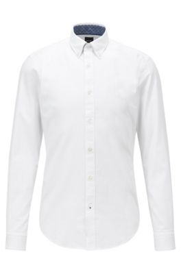 hugo boss white slim fit shirt