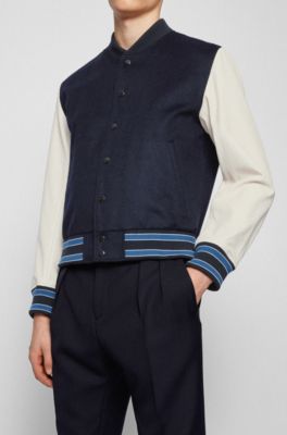 Hugo Boss Wool-blend bomber jacket with nappa-leather sleeves. 6