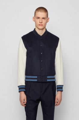 Hugo Boss Wool-blend bomber jacket with nappa-leather sleeves. 2