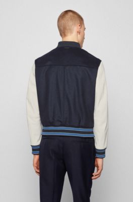Hugo Boss Wool-blend bomber jacket with nappa-leather sleeves. 4
