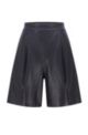 Wide-leg shorts in perforated faux leather, Black