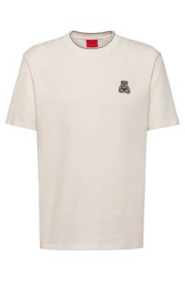 T-shirt Relaxed Fit en coton avec badge à motif ours graphique