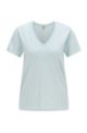 Regular-fit V-neck T-shirt in slub cotton, Light Blue