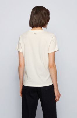 Hugo Boss Regular-fit organic-cotton T-shirt with slogan artwork. 1
