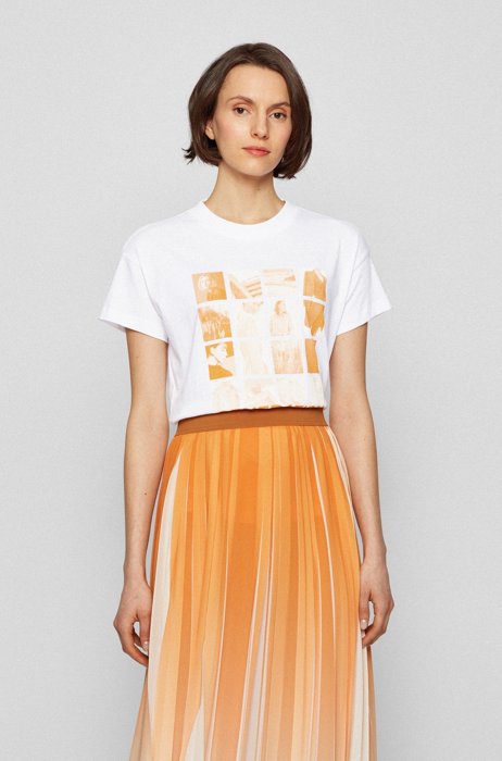 Relaxed-fit T-shirt in Recot²® cotton with collection-themed print, White