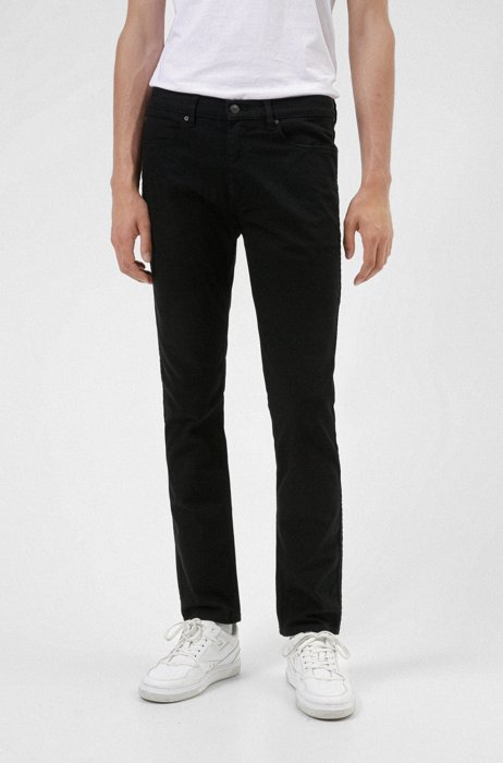 Slim-fit jeans van rinse-washed zwart stretchdenim, Zwart