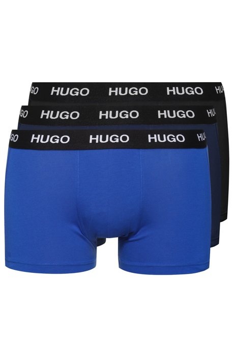 Three-pack of stretch-jersey trunks with logo waistband, Patterned