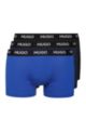 Three-pack of stretch-jersey trunks with logo waistband, Black/Dark Blue/Blue