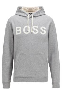 Sweat à capuche Relaxed Fit en coton biologique et chanvre avec logo