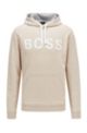 Relaxed-fit logo hoodie in organic cotton and hemp, Beige
