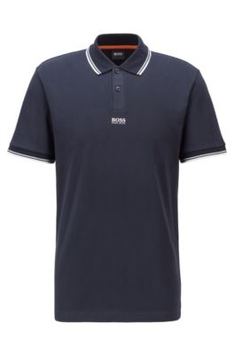 Hugo Boss Cotton-piqué polo shirt with seven-layer logo. 1