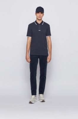 Hugo Boss Cotton-piqué polo shirt with seven-layer logo. 3