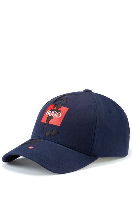 Cotton-twill cap with logo and calligraphy artwork, Dark Blue