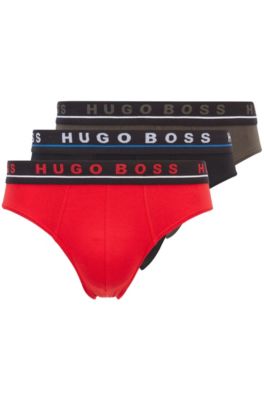 BOSS - Three-pack of logo-waistband briefs in stretch cotton