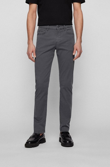 Slim-fit jeans in paper-touch stretch denim, Dark Grey