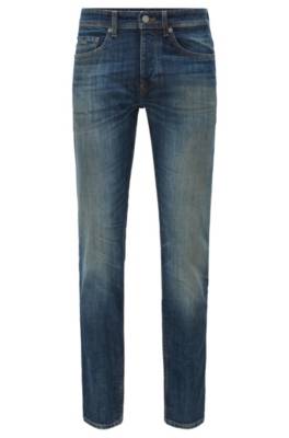 Jean Tapered Fit en denim bleu teinté
