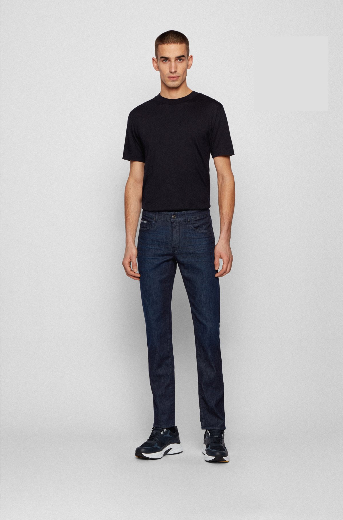 BOSS - Slim-fit jeans in lightweight dark-blue stretch denim