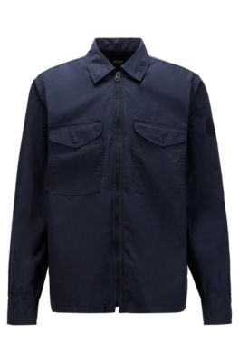 Overshirt in coated double-faced cotton