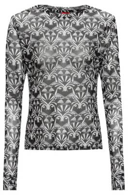 Top en mesh à manches longues et motifs ours