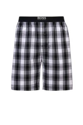 Short de pyjama en popeline de coton à carreaux avec braguette boutonnée