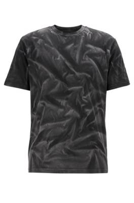 T-shirt Regular Fit en coton pur blanchi au spray