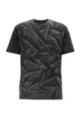 Regular-fit T-shirt in pure cotton with bleach spray, Grey Patterned