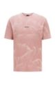 Regular-fit T-shirt in pure cotton with bleach spray, light pink