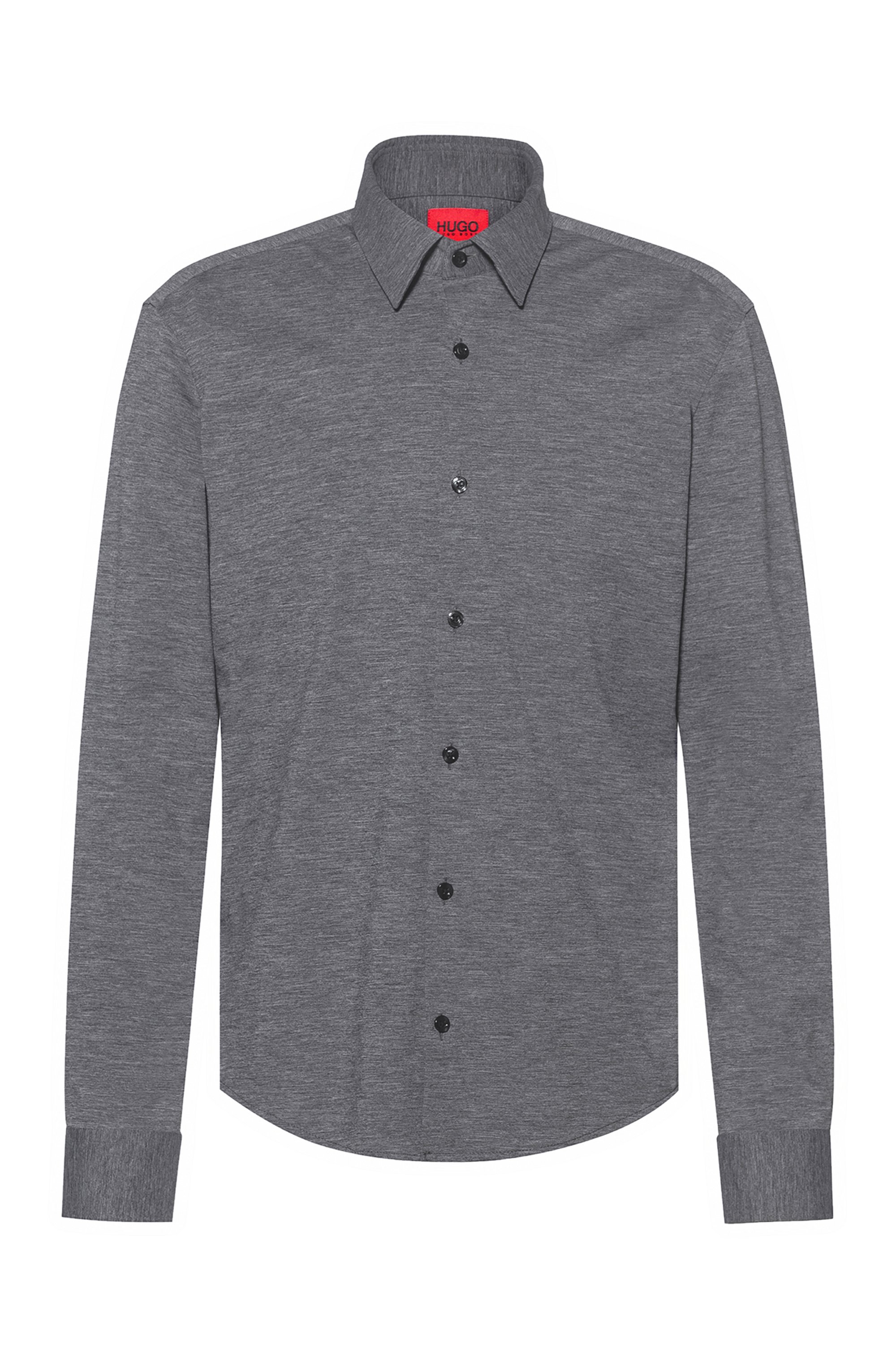 High-performance slim-fit shirt in stretch fabric, Dark Grey
