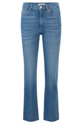 Jean Regular Fit en denim bleu deux tons à longueur raccourcie
