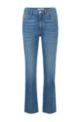 Cropped regular-fit jeans in two-tone blue denim, Blue