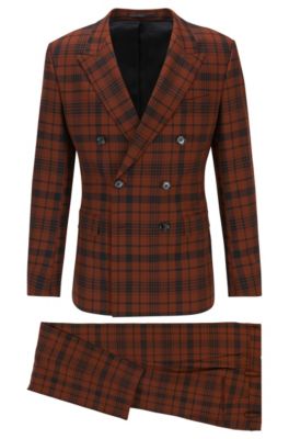Extra-slim-fit suit in checked stretch wool