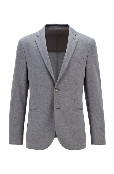 Micro-patterned slim-fit jacket in stretch jersey, Grey