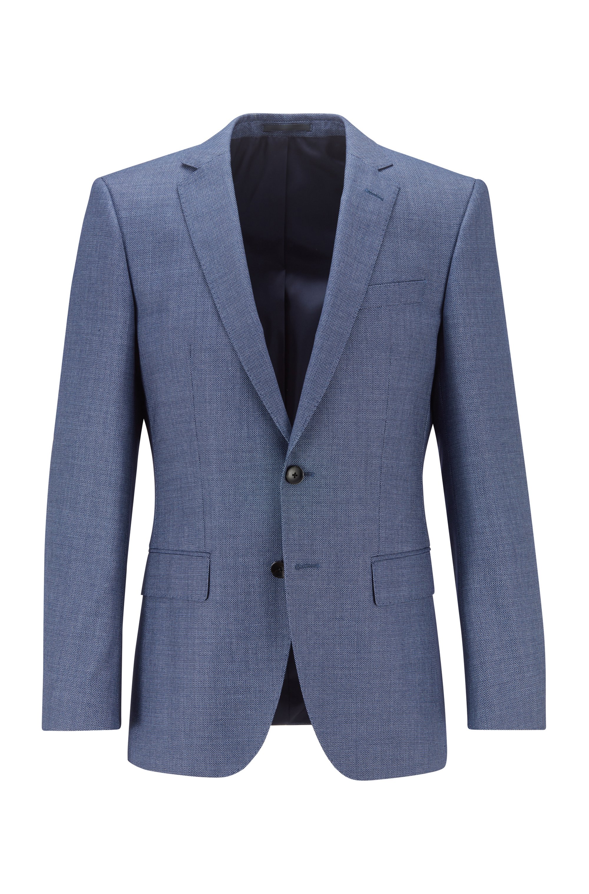 Slim-fit jacket in a patterned wool blend, Light Blue