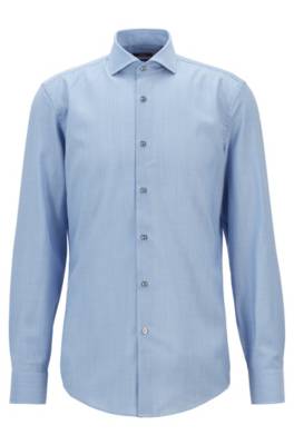 Chemise Slim Fit en laine vierge traçable structurée