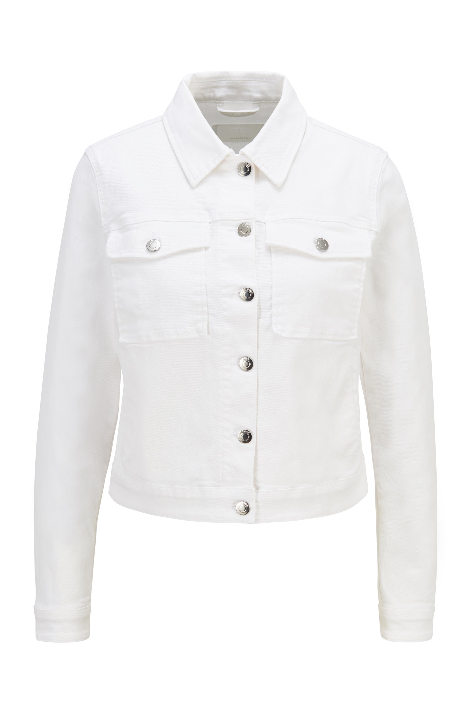 Slim-fit jacket in white stretch denim, White