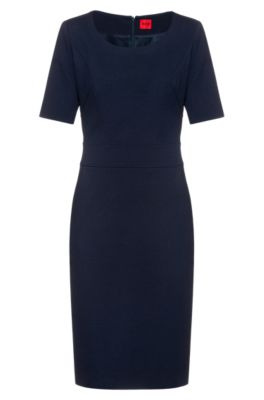 HUGO - Stretch-jersey shift dress with 