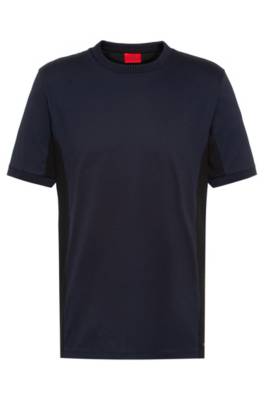 T-shirt en coton mercerisé avec empiècements latéraux contrastants