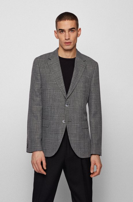 Regular-fit jacket in all-over check, Silver