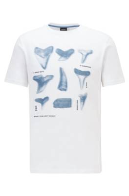 T-shirt Regular Fit en coton à imprimé dents de requin