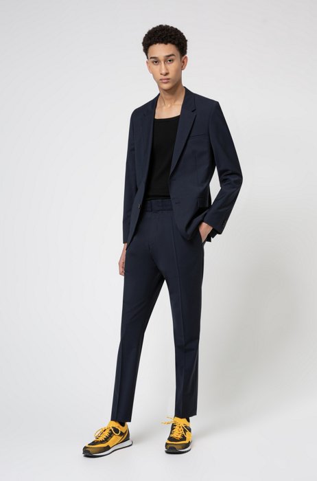 Extra-slim-fit suit in performance-stretch cloth, Dark Blue