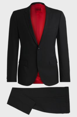 Extra-slim-fit suit in a wool blend, Black