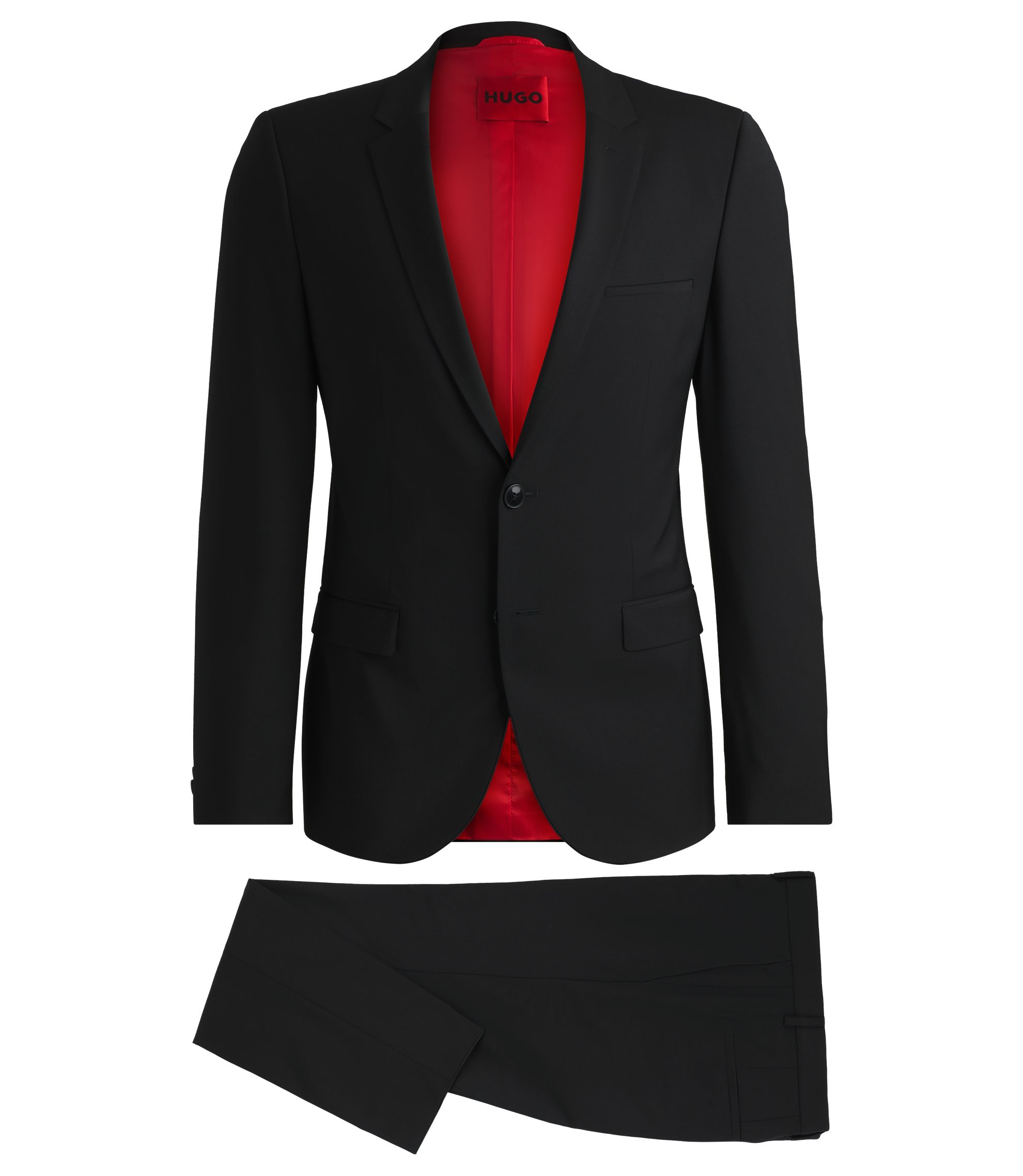 HUGO - エクストラスリムフィットスーツ ウールブレンド - ブラック