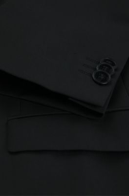Extra-slim-fit suit in a wool blend, Black