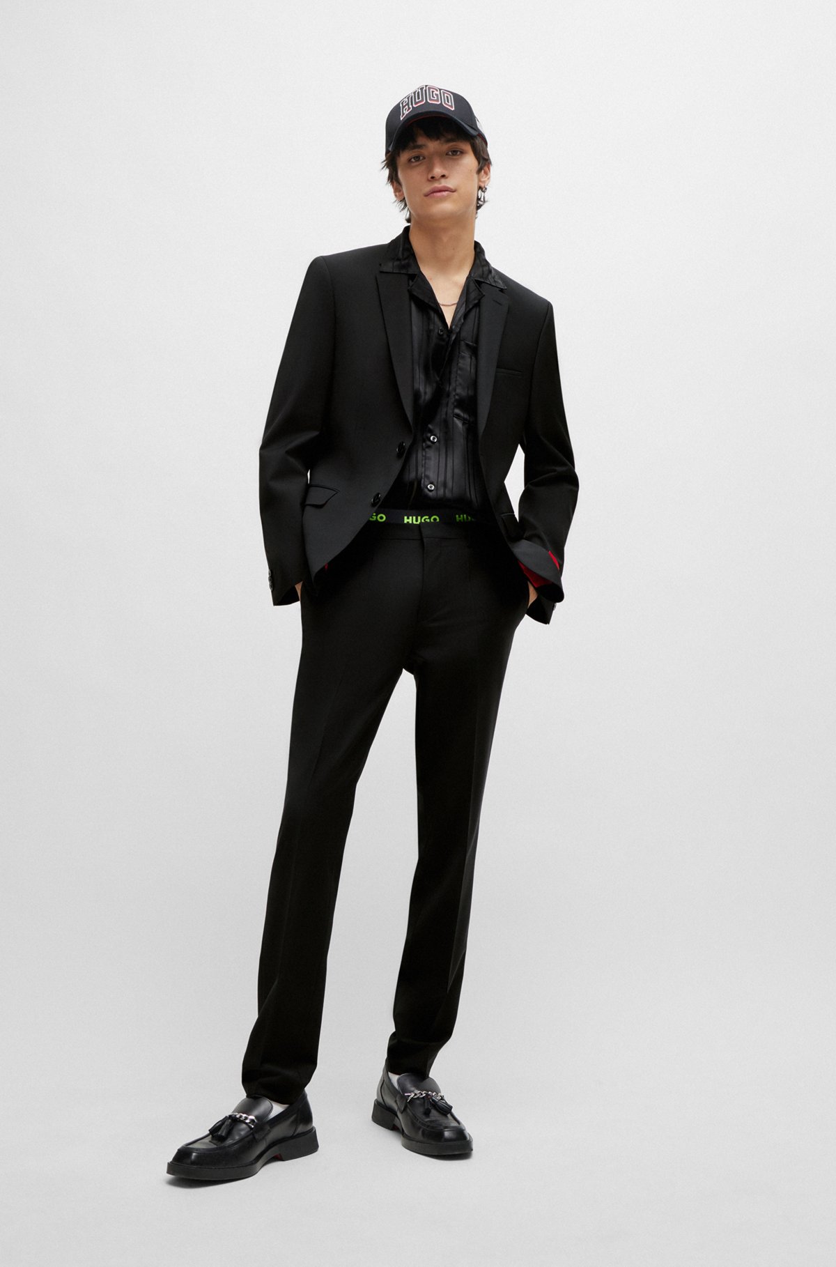 Extra-slim-fit suit in a performance-stretch blend, Black