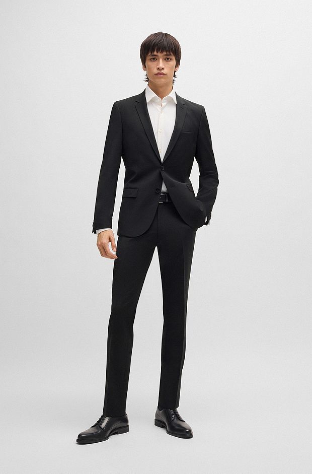Extra-slim-fit suit in a wool blend, Black