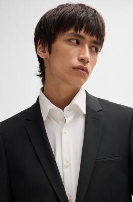 Extra-slim-fit suit in a wool blend, Black